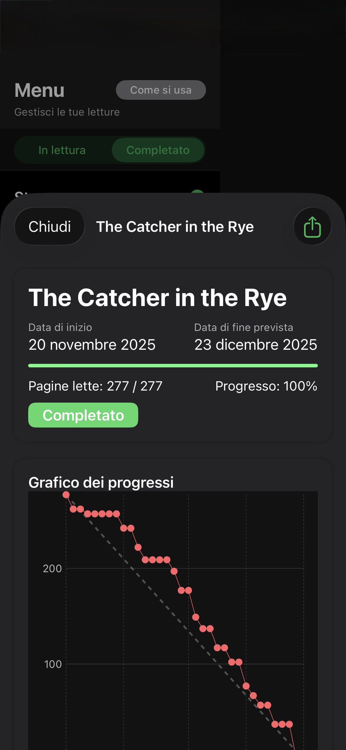Book detail screen keeps completion status clear.